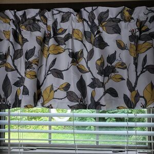 Elegant Drift Away 52x18 Floral Valance Gray Base with Sunny Yellow Flowers